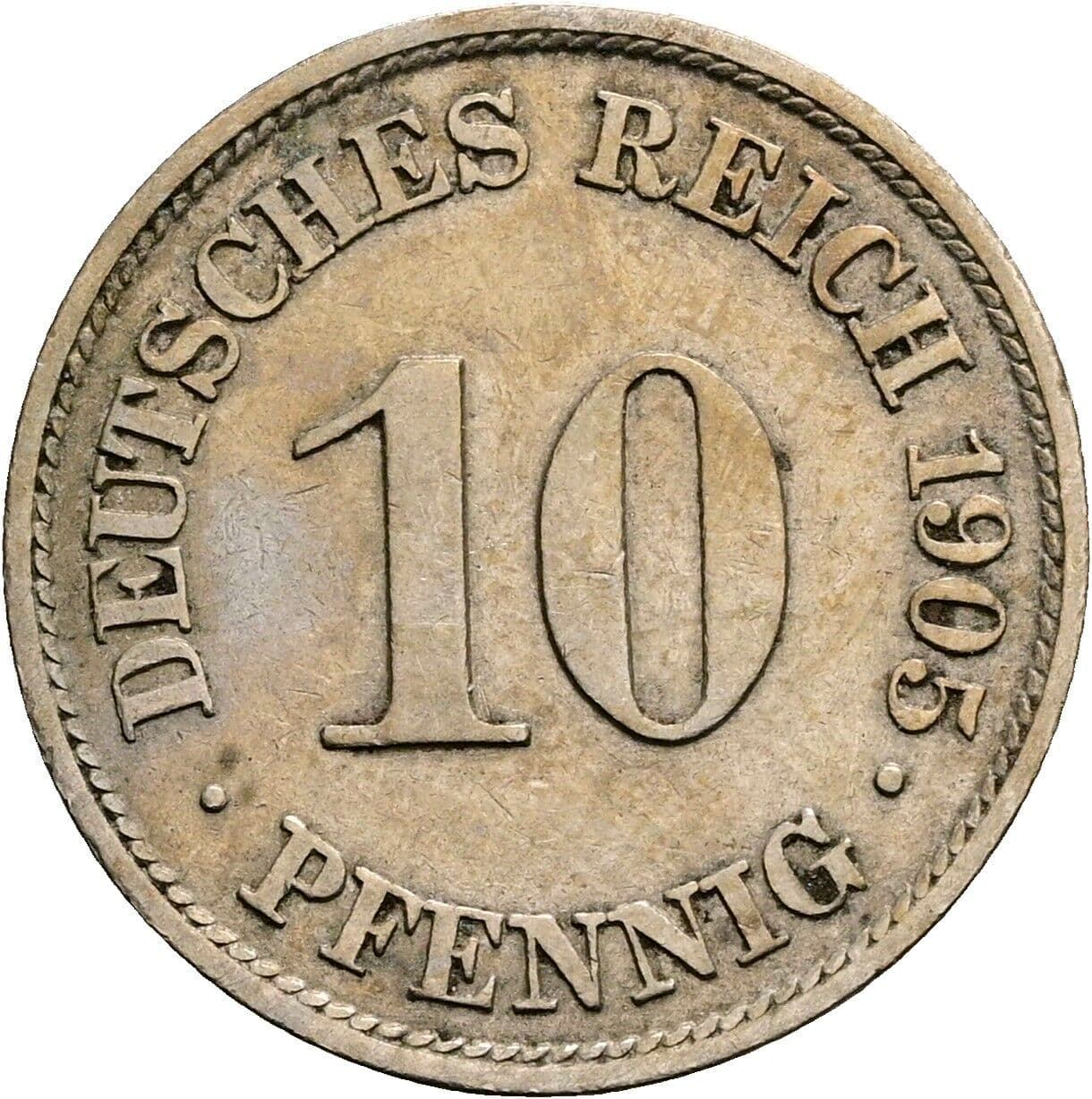 10 Pfennig 1905 A – Vorderseite