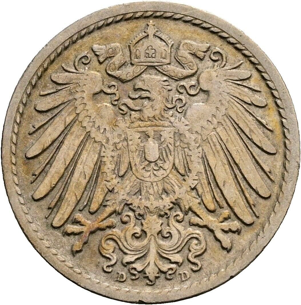 5 Pfennig 1907 D – Rückseite