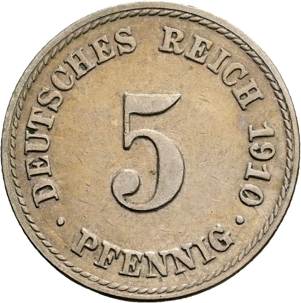 5 Pfennig 1910 F – Vorderseite