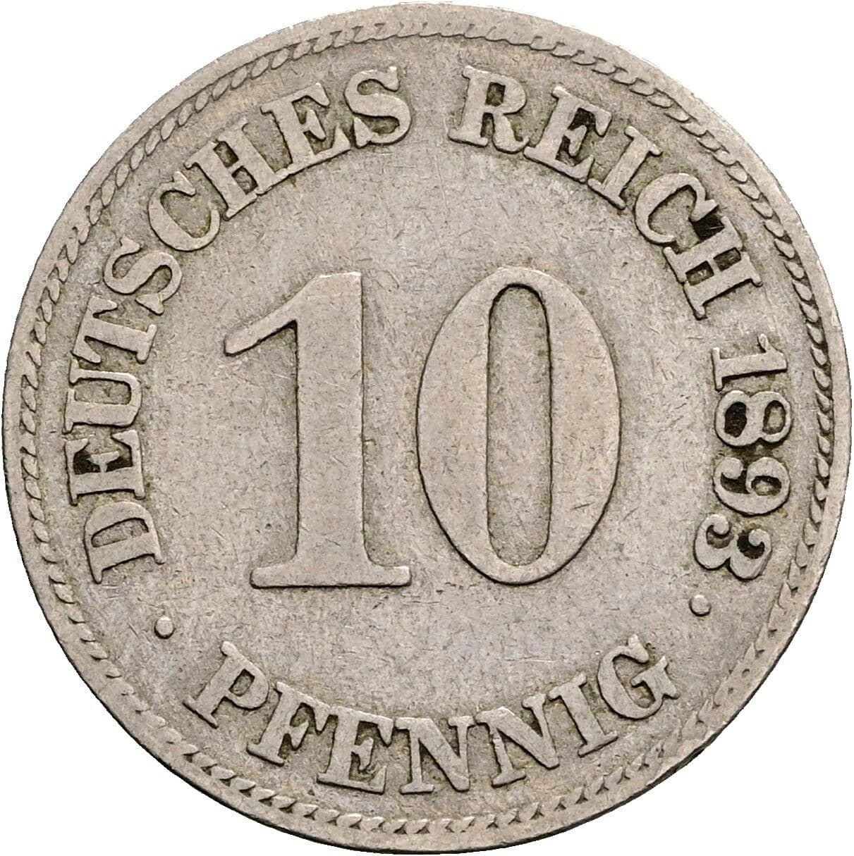 10 Pfennig 1893 E – Vorderseite