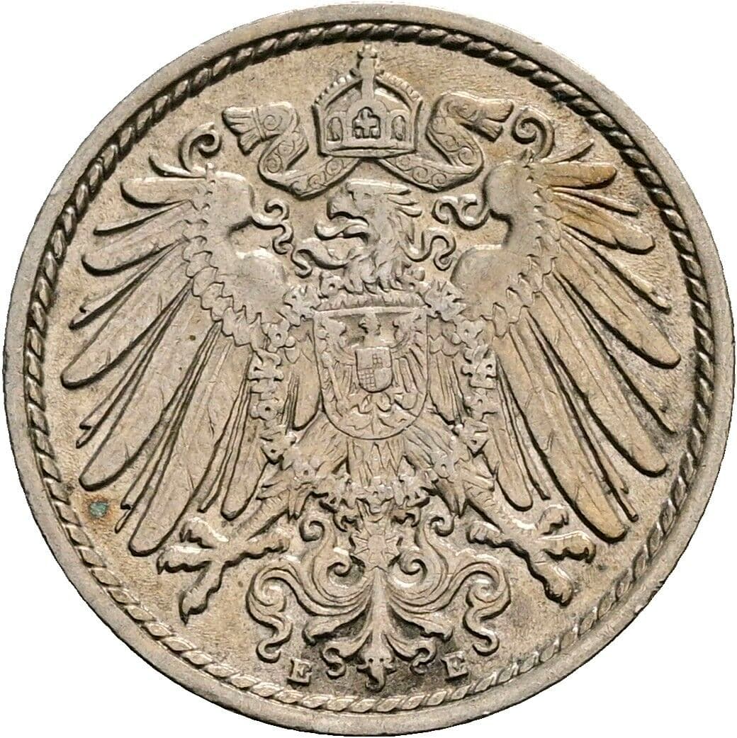5 Pfennig 1908 E – Rückseite