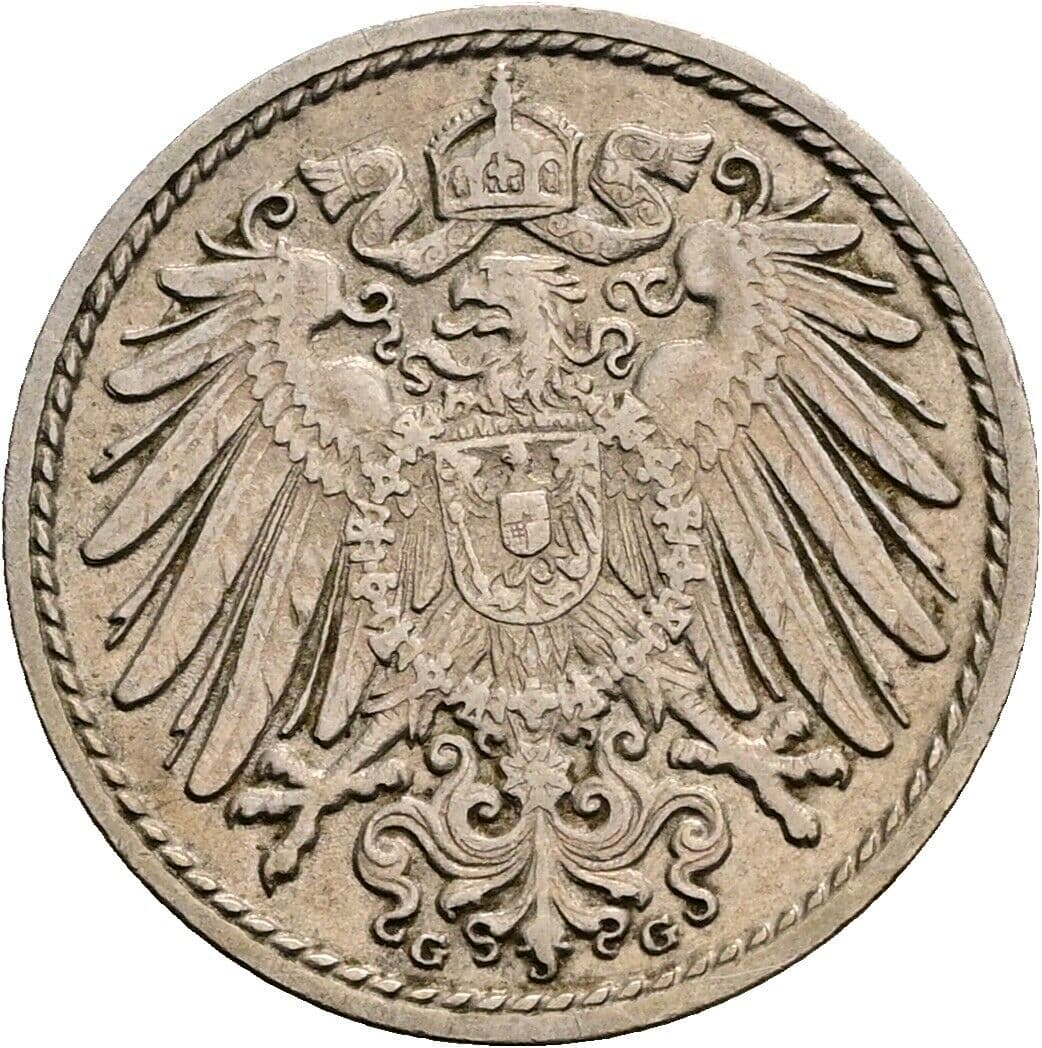 5 Pfennig 1908 G – Rückseite