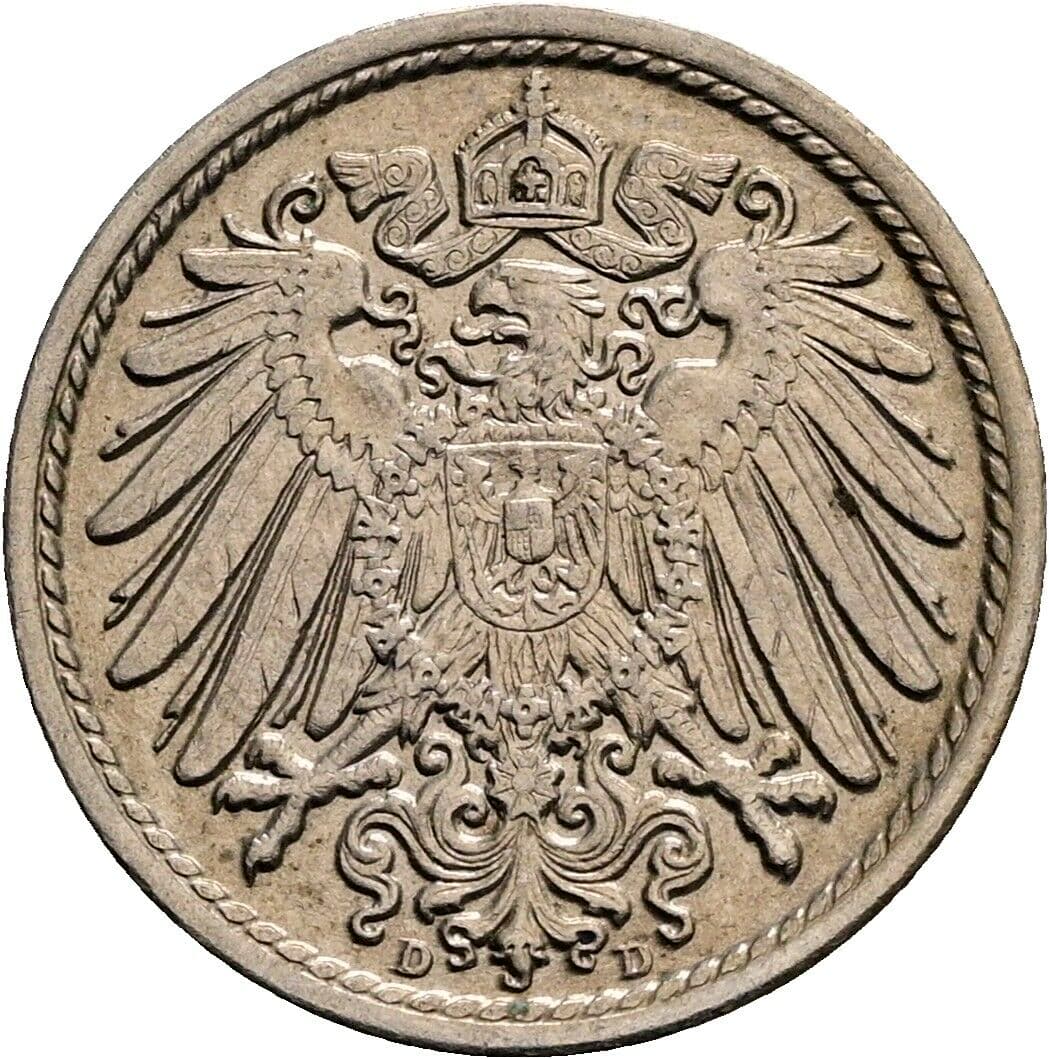 5 Pfennig 1914 D – Rückseite