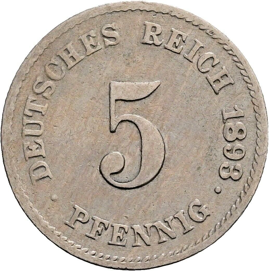 5 Pfennig 1893 G – Vorderseite