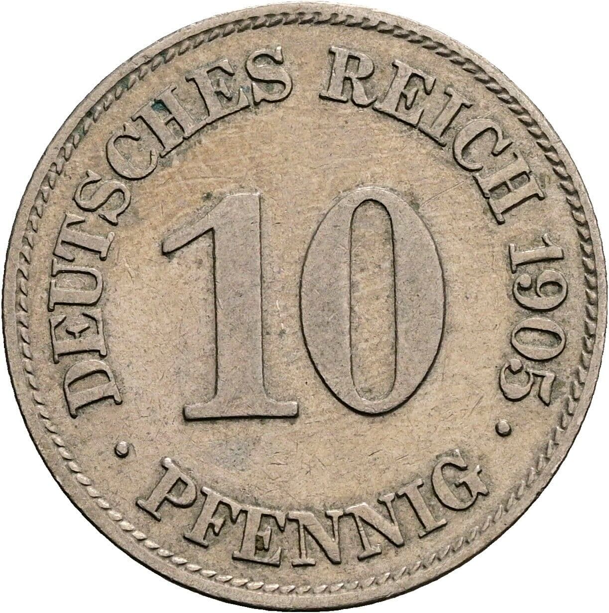 10 Pfennig 1905 E – Vorderseite