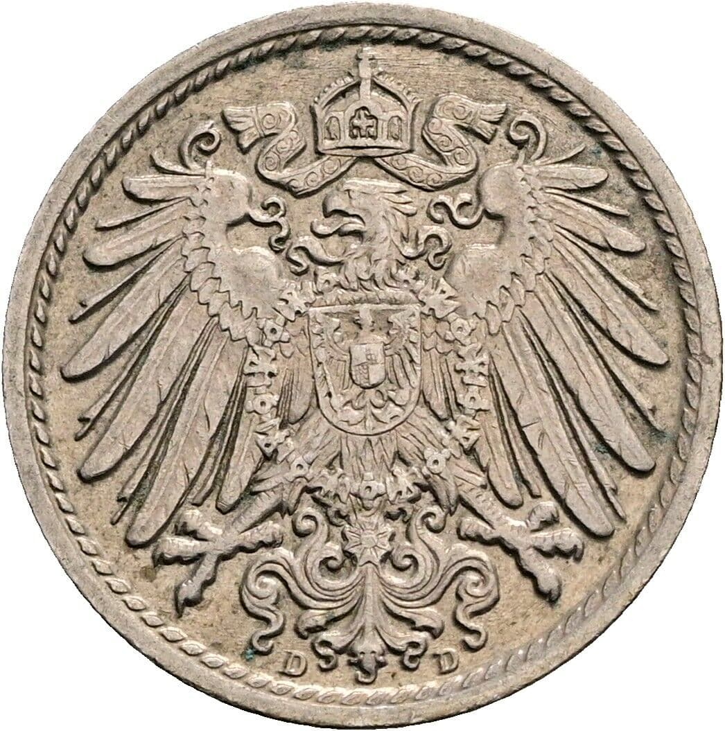 5 Pfennig 1913 D – Rückseite