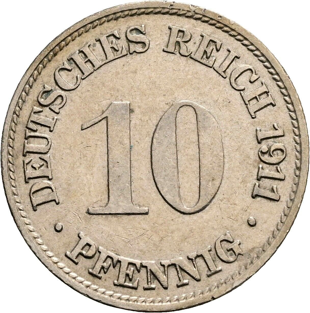 10 Pfennig 1911 G – Vorderseite