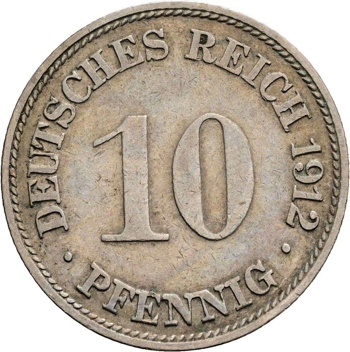 10 Pfennig 1912 G – Vorderseite