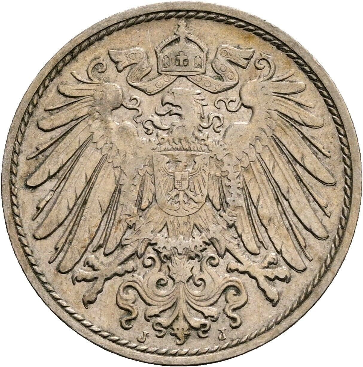 10 Pfennig 1908 J – Rückseite