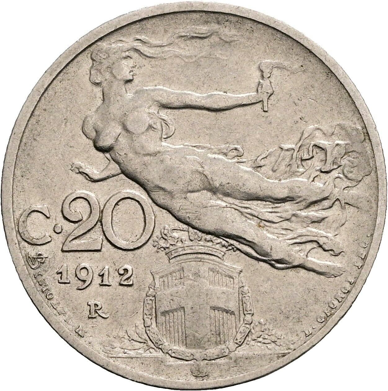20 Centesimi Victor Emmanuel III. (1900-1946) 1912 – Rückseite