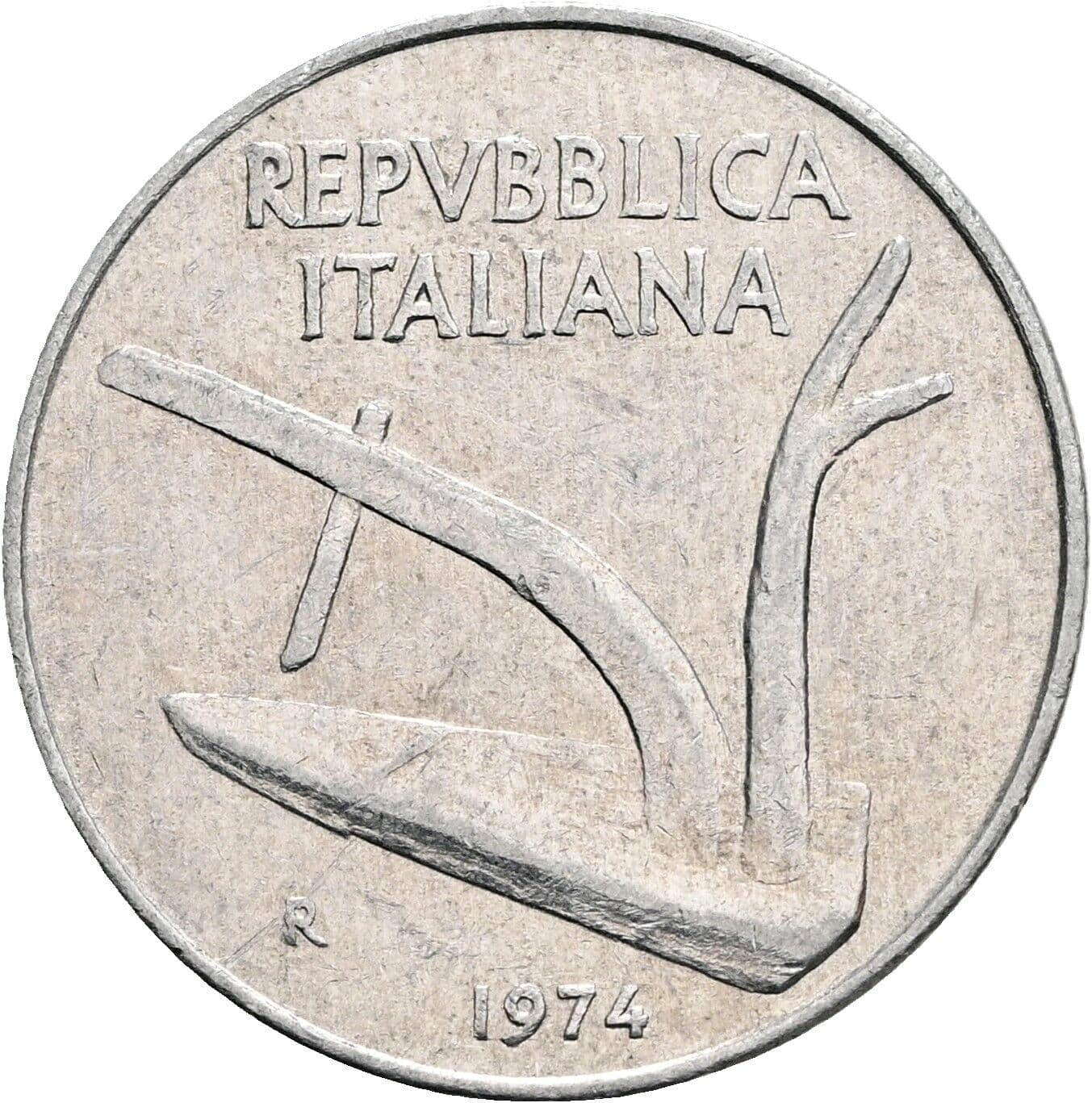 10 Lire 1974 – Rückseite