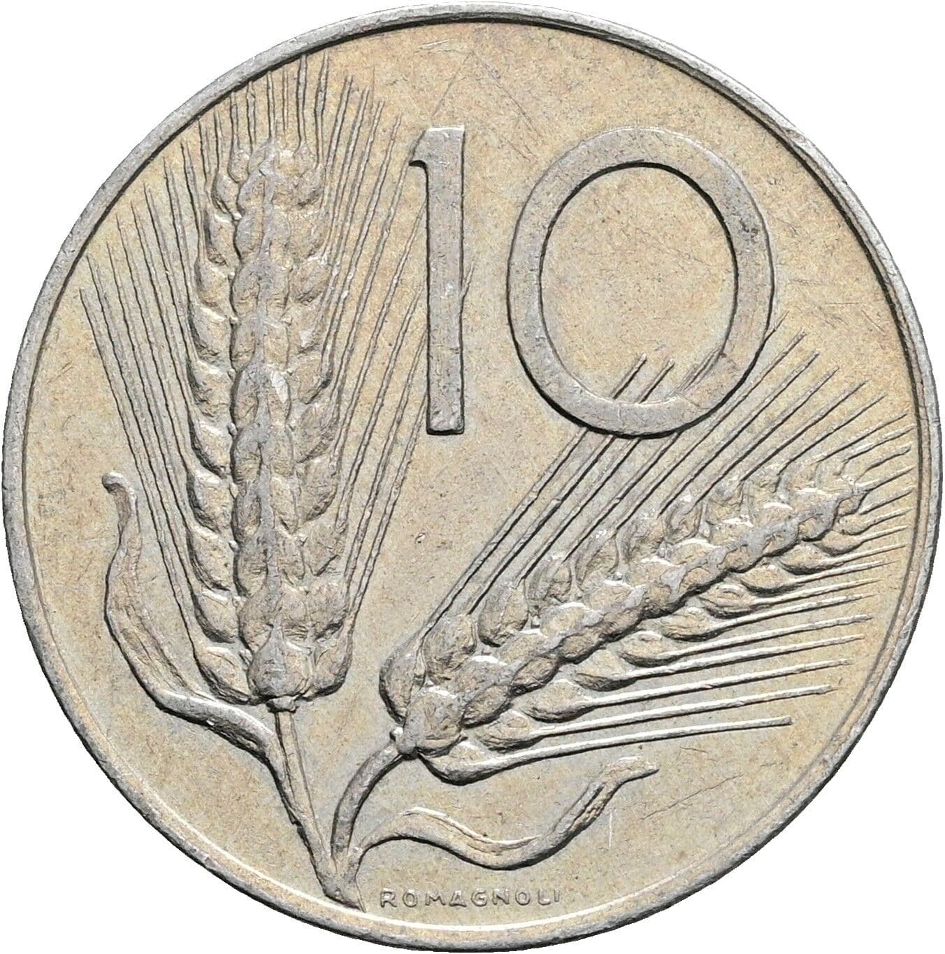 10 Lire 1976 – Rückseite