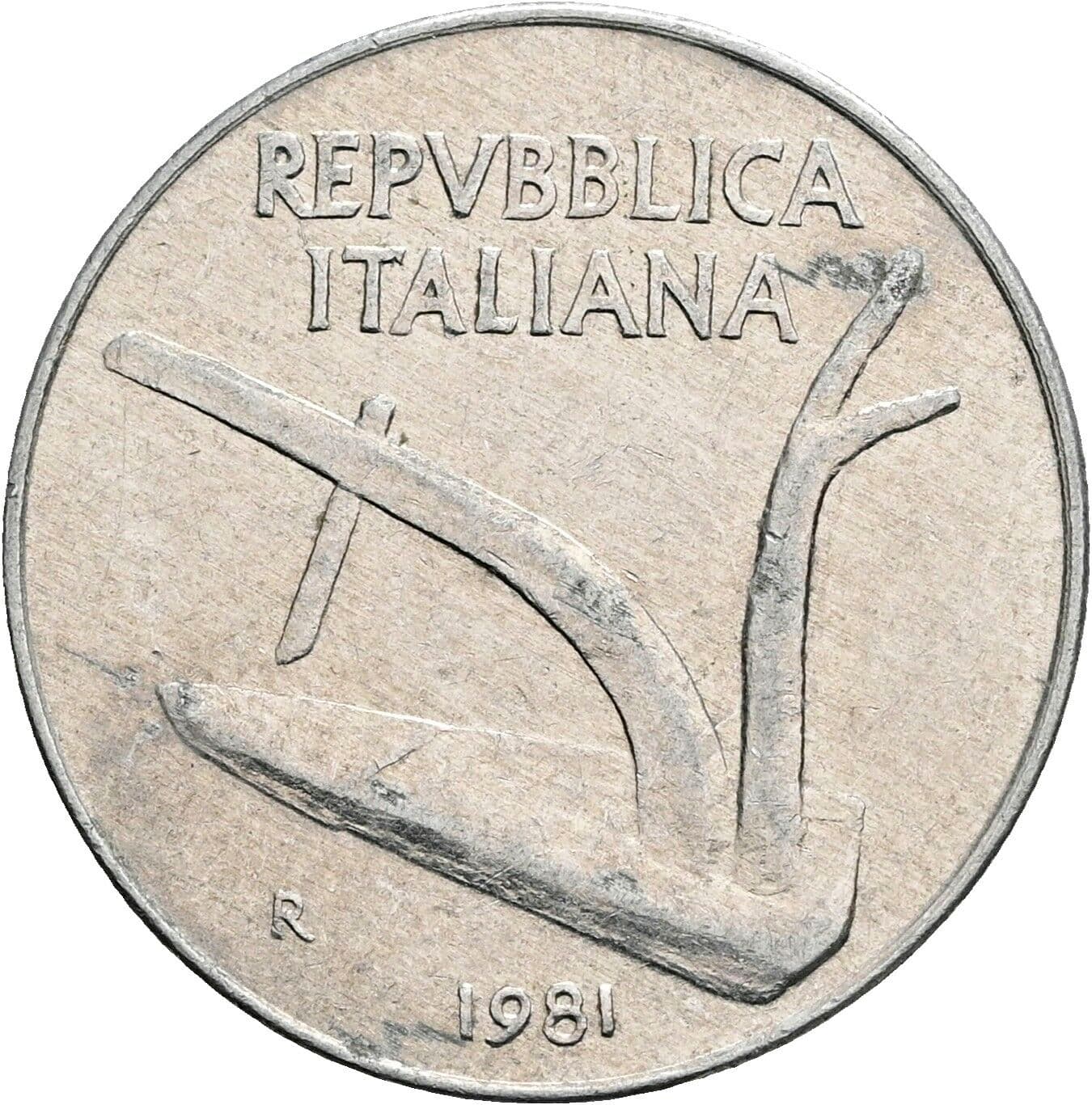 10 Lire 1981 – Rückseite