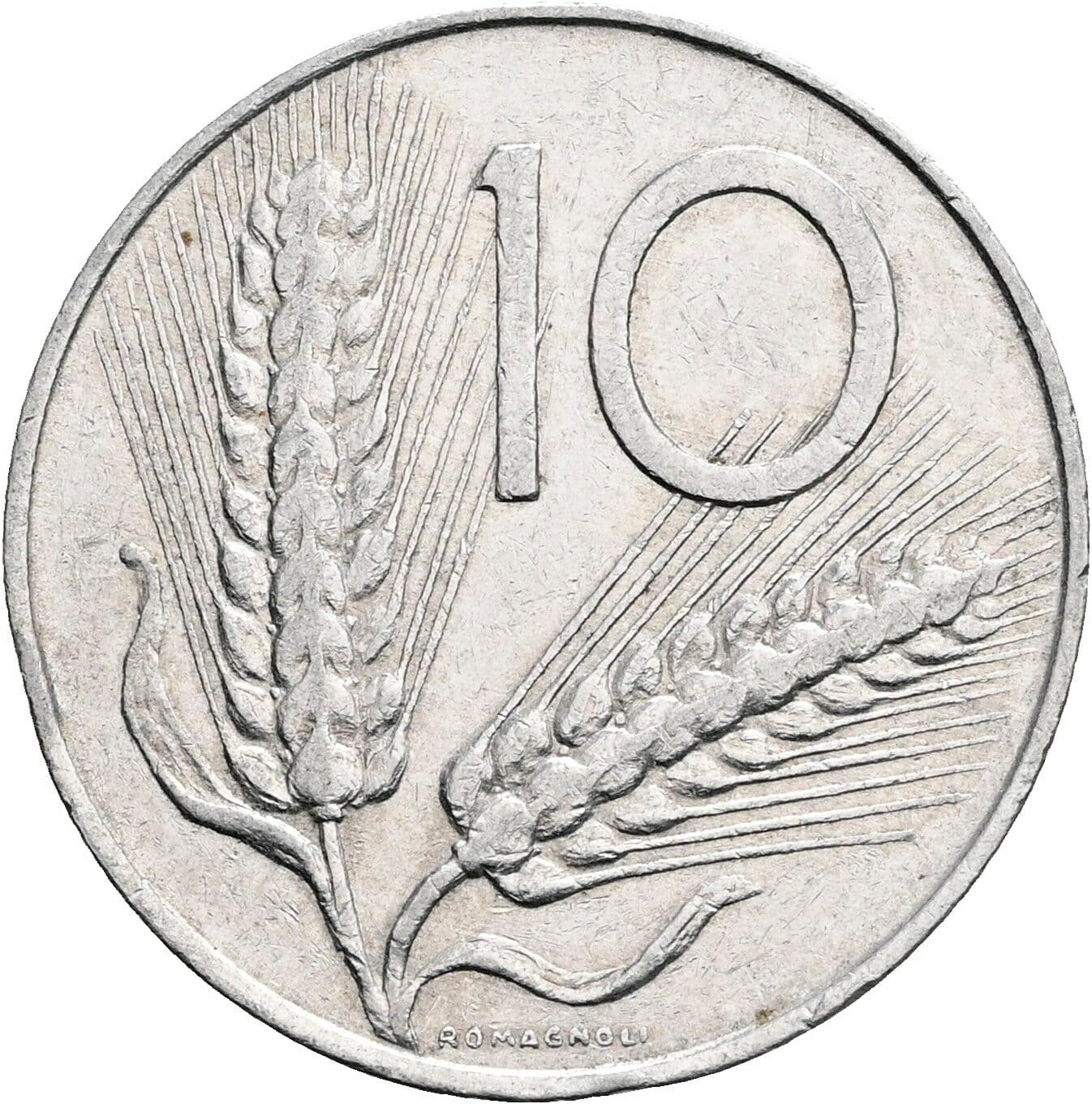 10 Lire 1974 – Rückseite