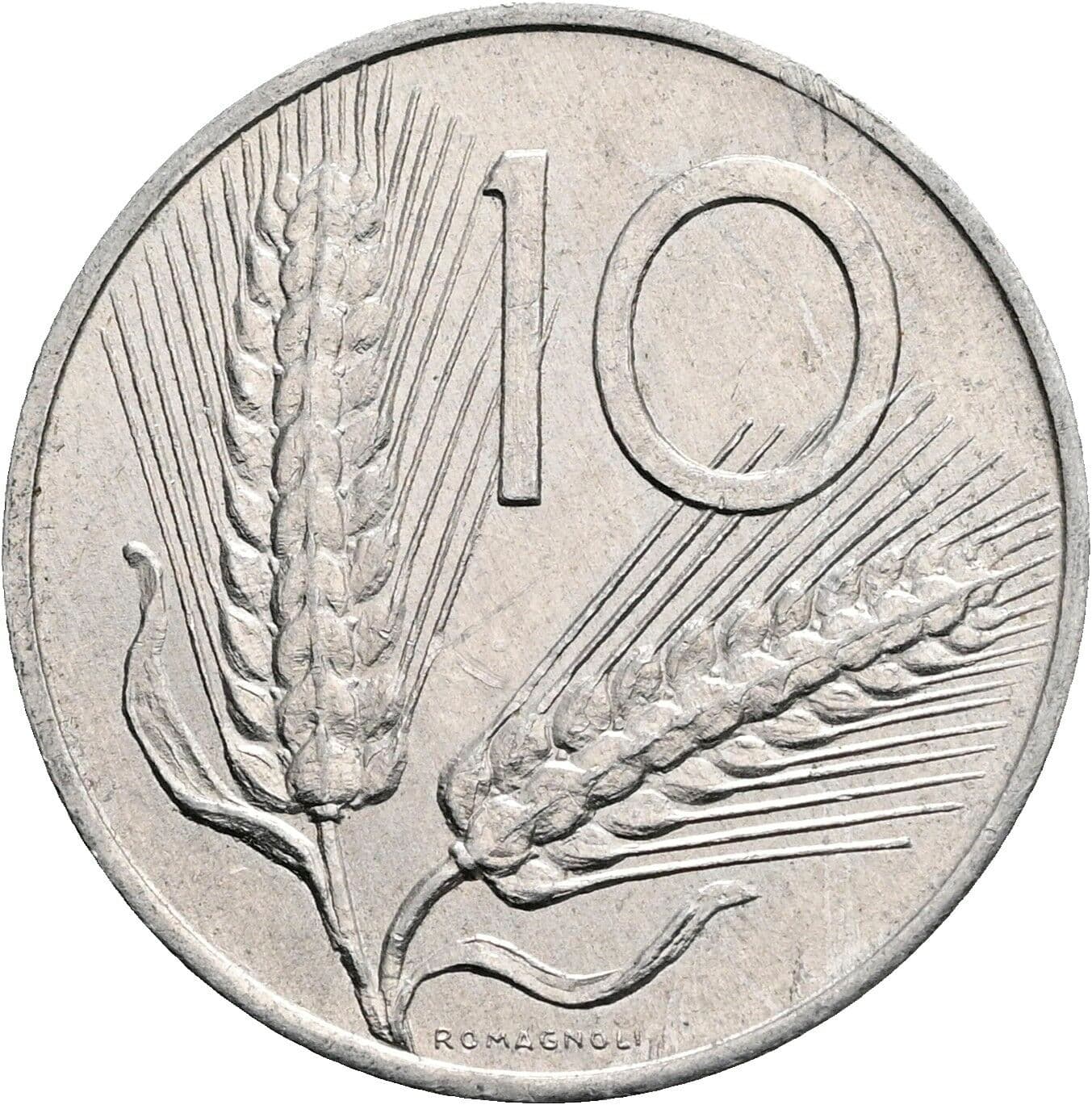 10 Lire 1973 – Rückseite