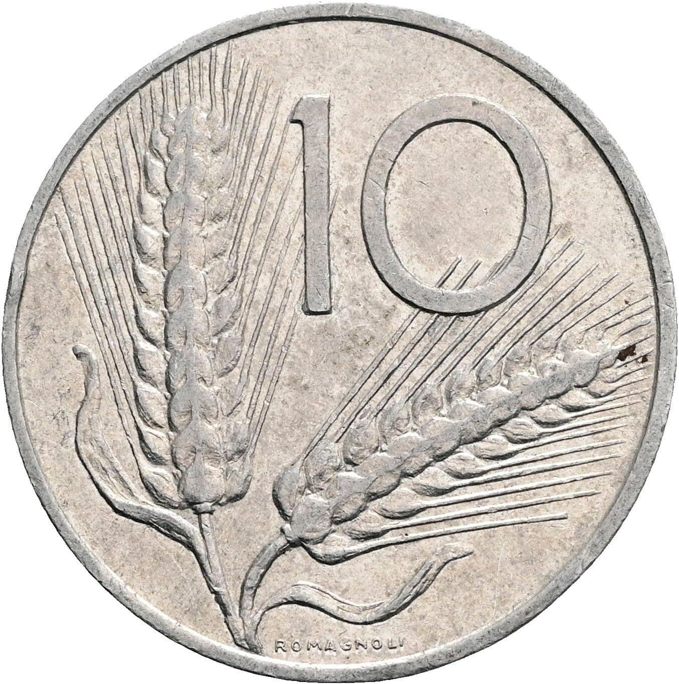 10 Lire 1974 – Vorderseite