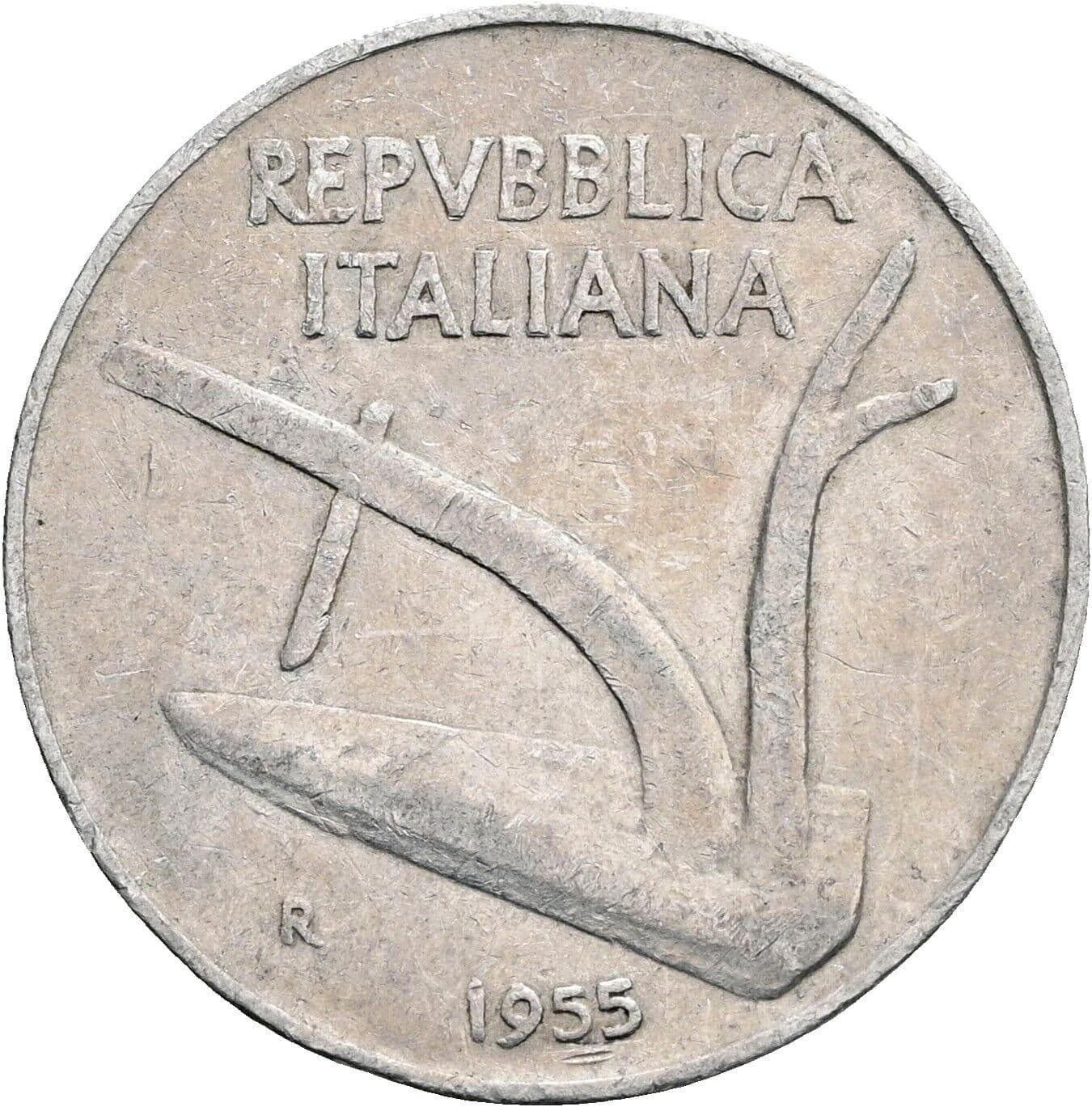 10 Lire 1955 – Rückseite