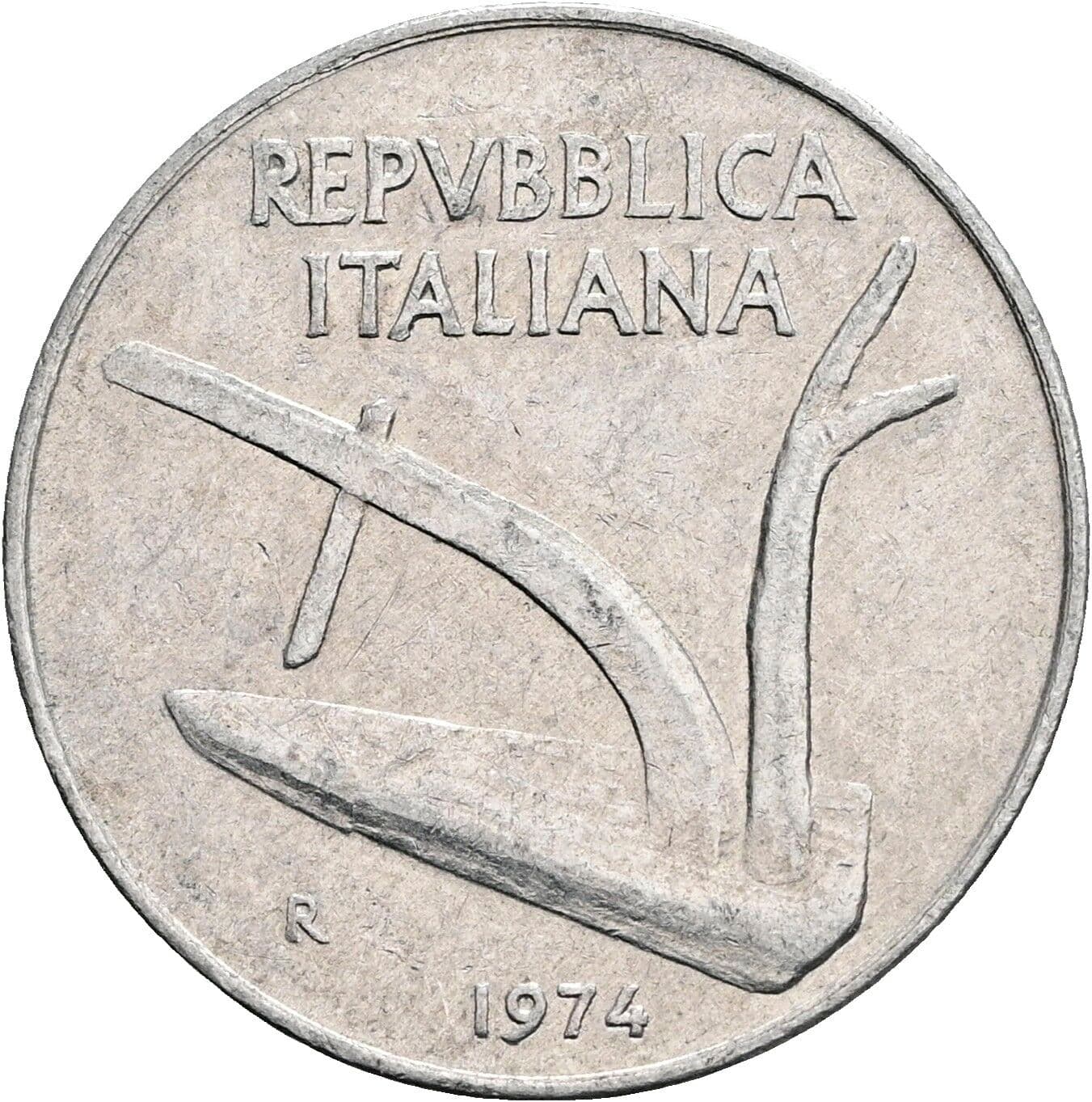 10 Lire 1974 – Rückseite