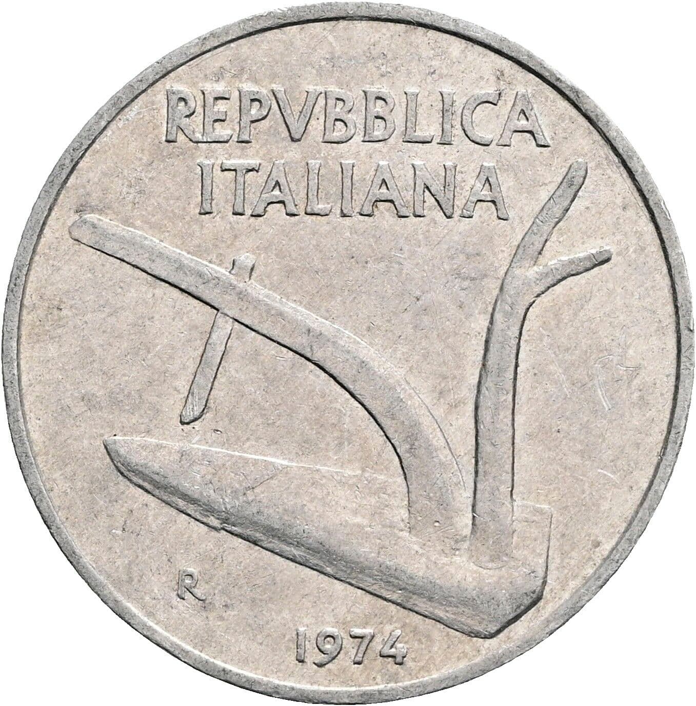 10 Lire 1974 – Rückseite
