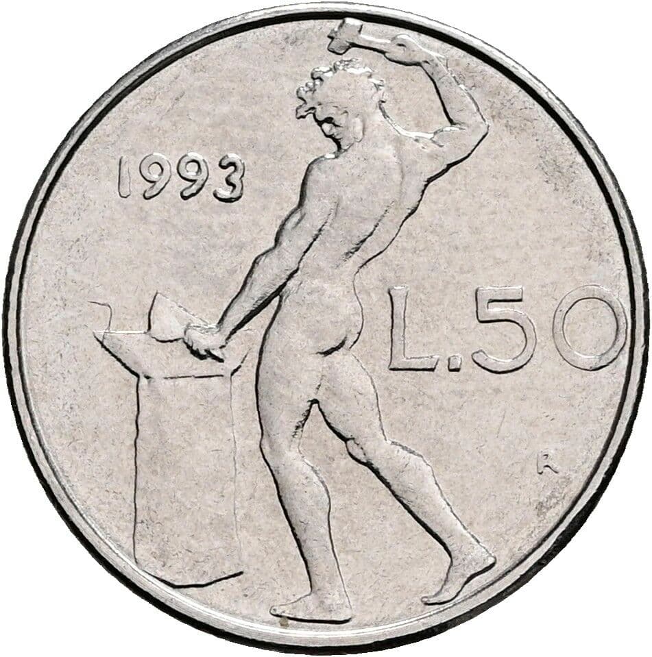 50 Lire 1993 – Rückseite