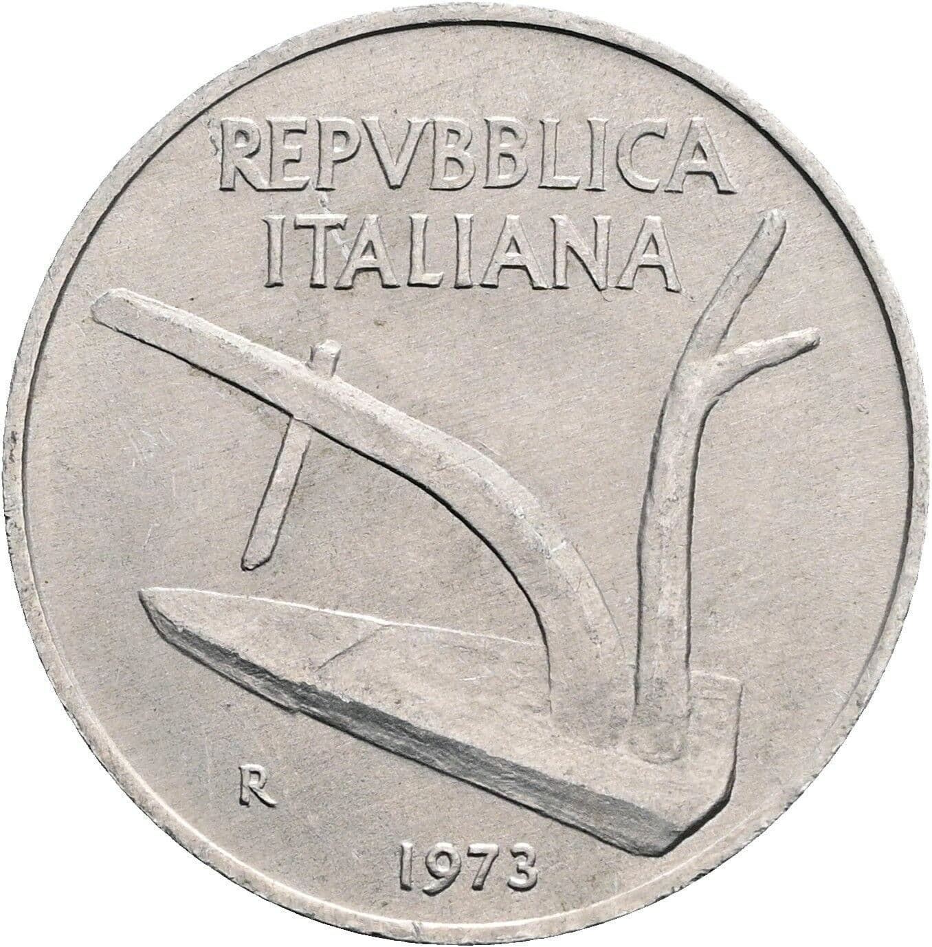 10 Lire 1973 – Rückseite