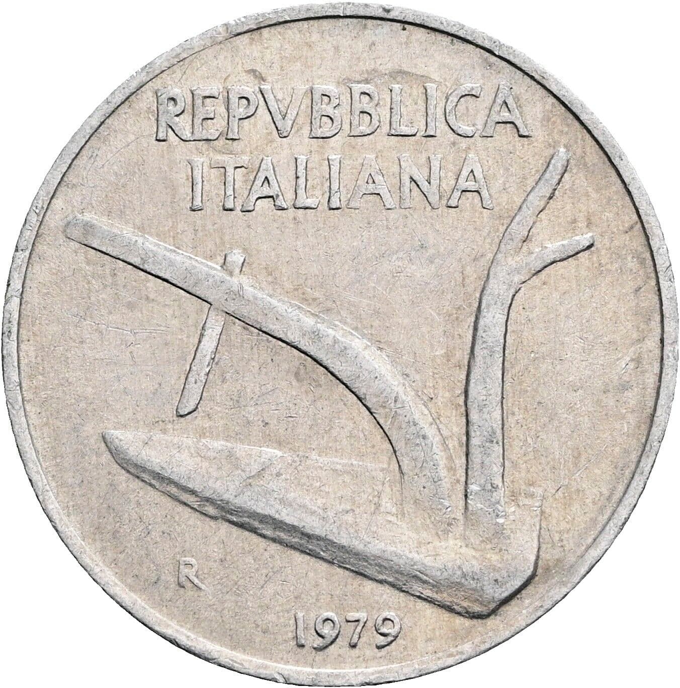 10 Lire 1979 – Rückseite