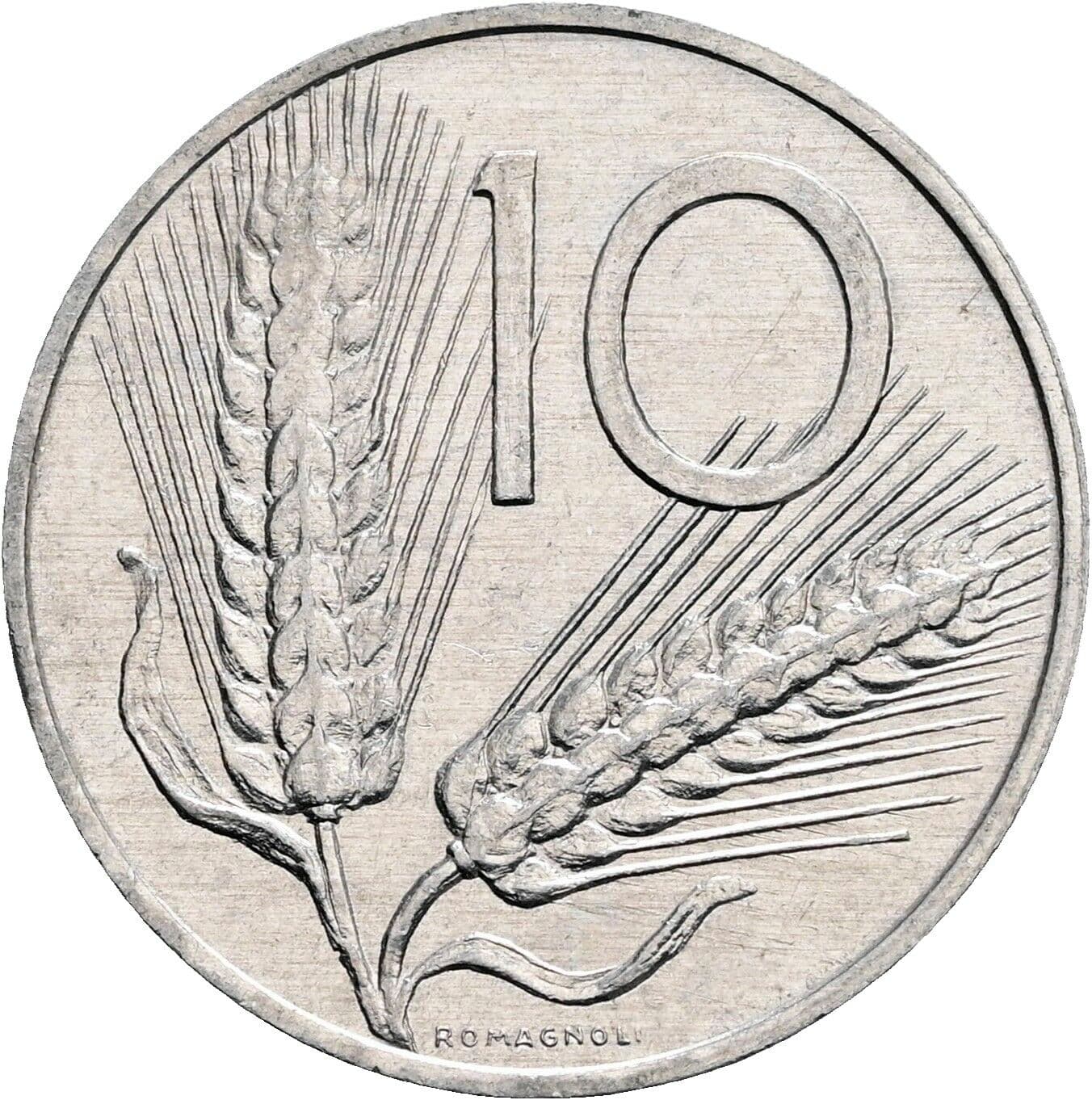 10 Lire 1980 – Rückseite