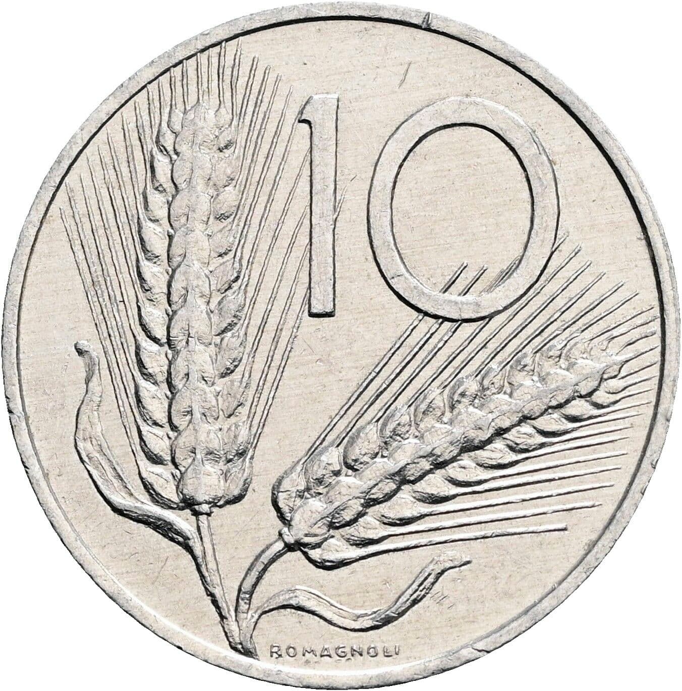 10 Lire 1980 – Rückseite