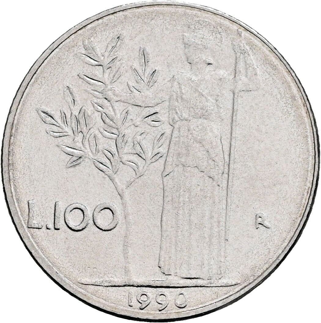 100 Lire 1990 – Rückseite