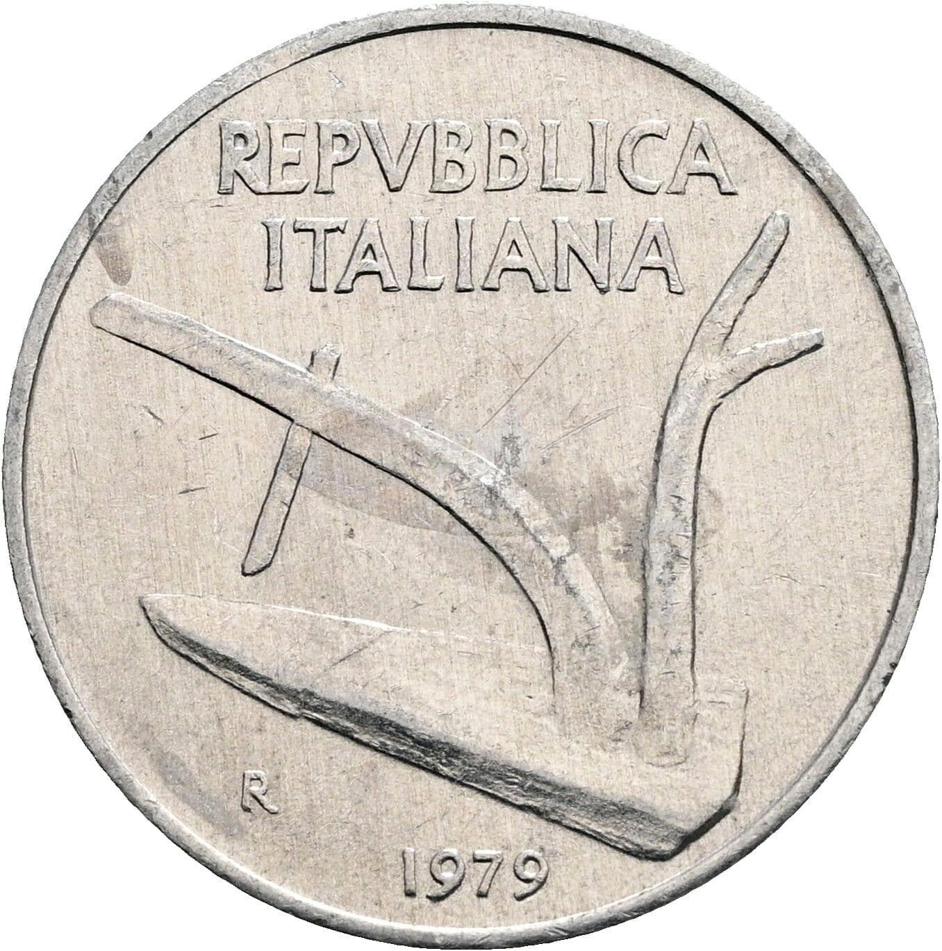 10 Lire 1979 – Rückseite