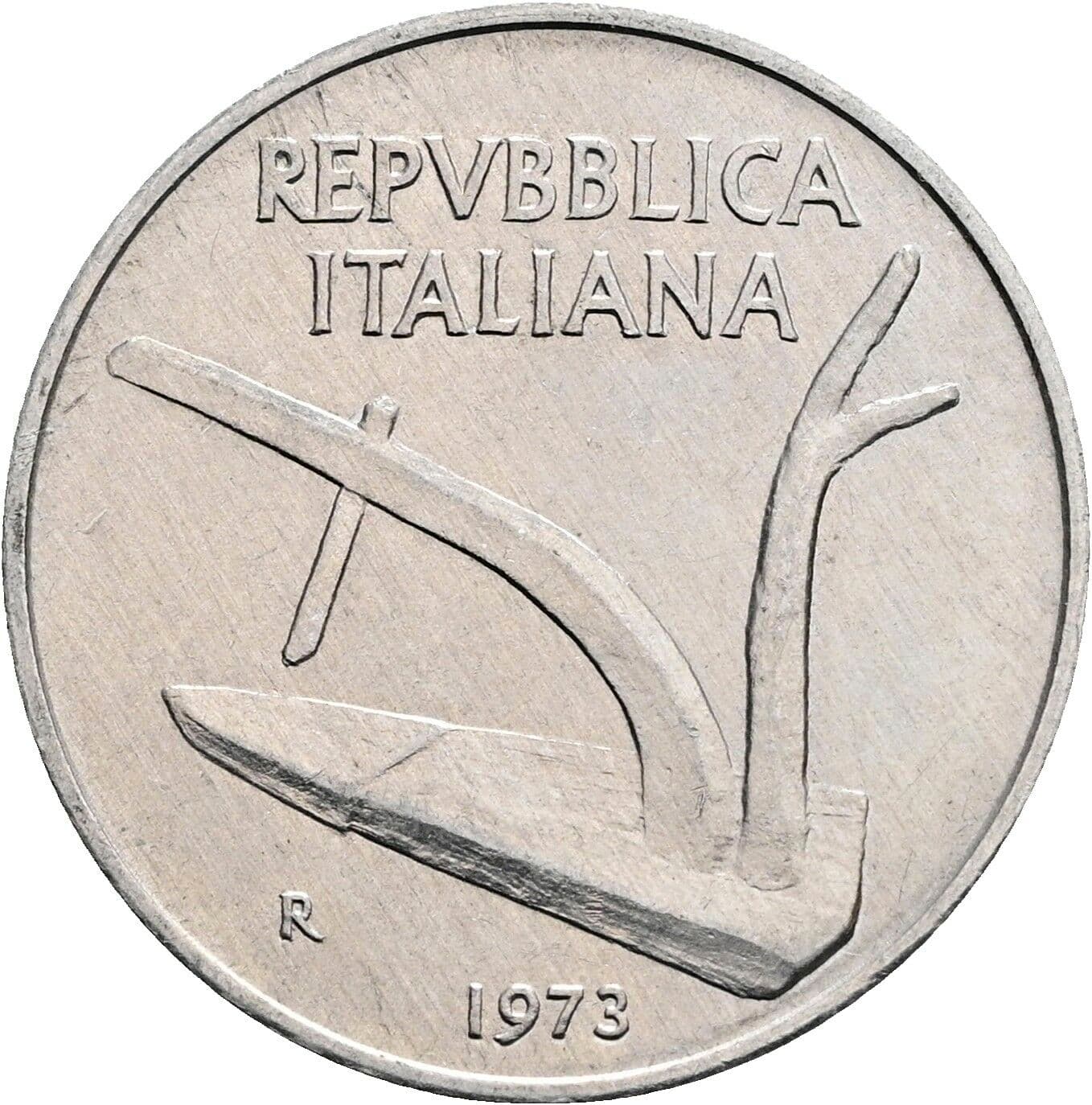 10 Lire 1973 – Rückseite