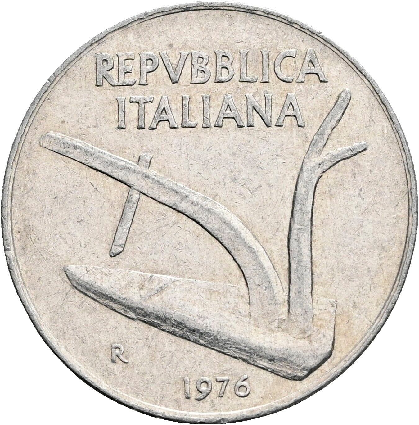 10 Lire 1976 – Rückseite