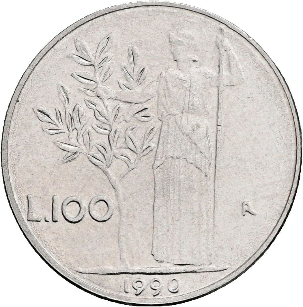 100 Lire 1990 – Rückseite