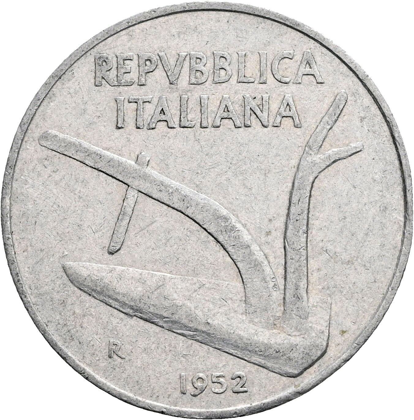 10 Lire 1952 – Rückseite