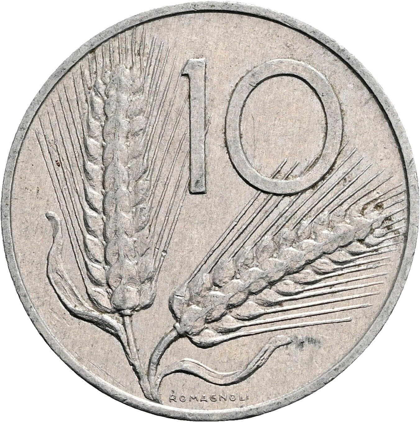 10 Lire 1973 – Rückseite