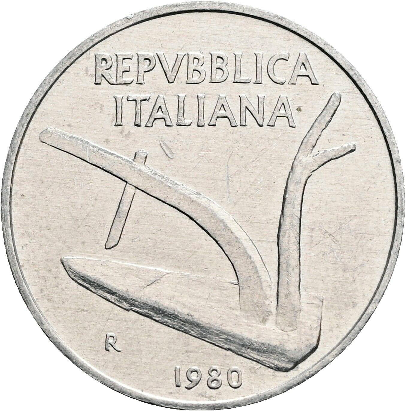 10 Lire 1980 – Rückseite