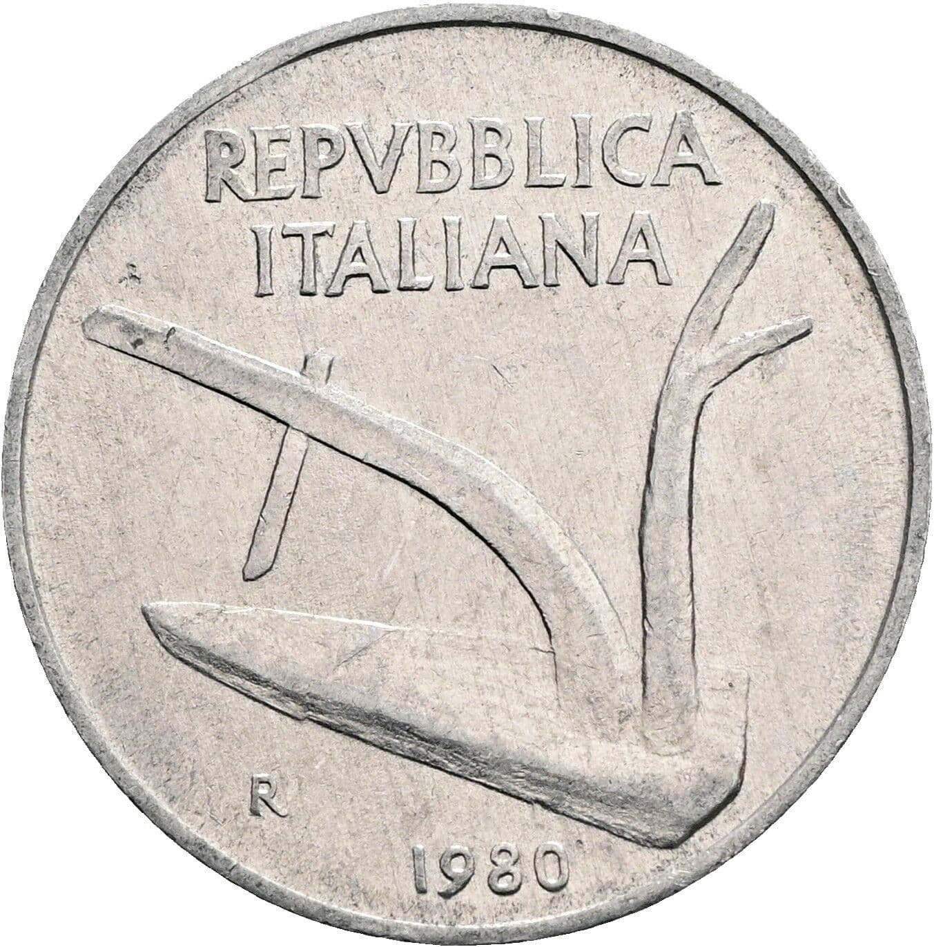 10 Lire 1980 – Rückseite
