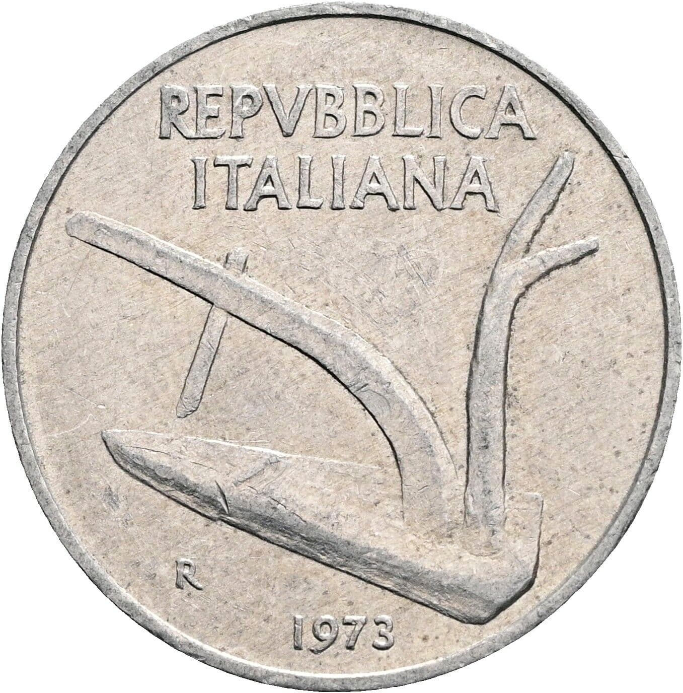 10 Lire 1973 – Rückseite