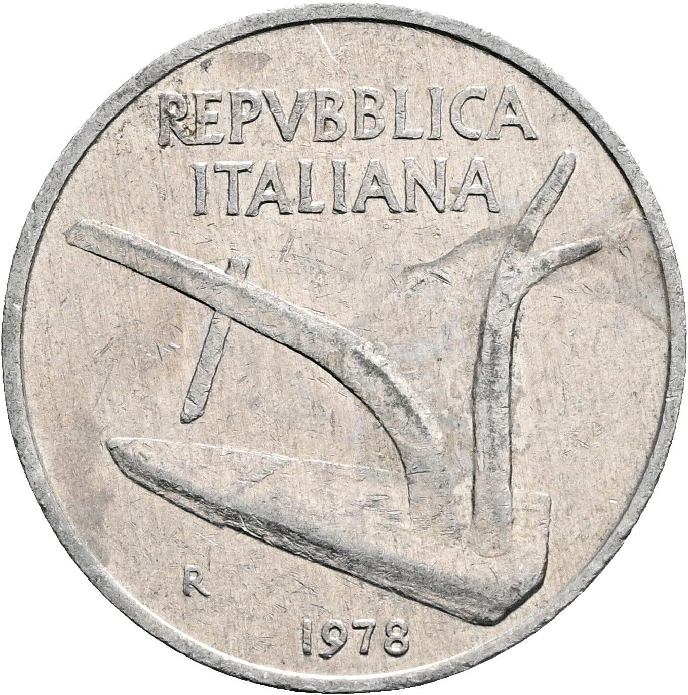 10 Lire 1978 – Rückseite