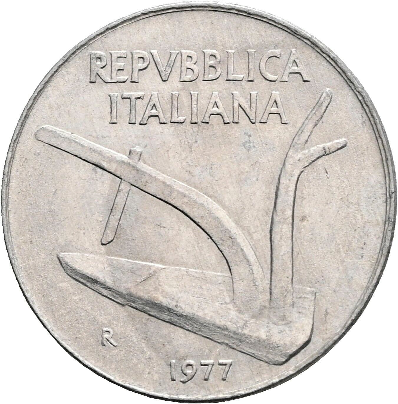 10 Lire 1977 – Rückseite