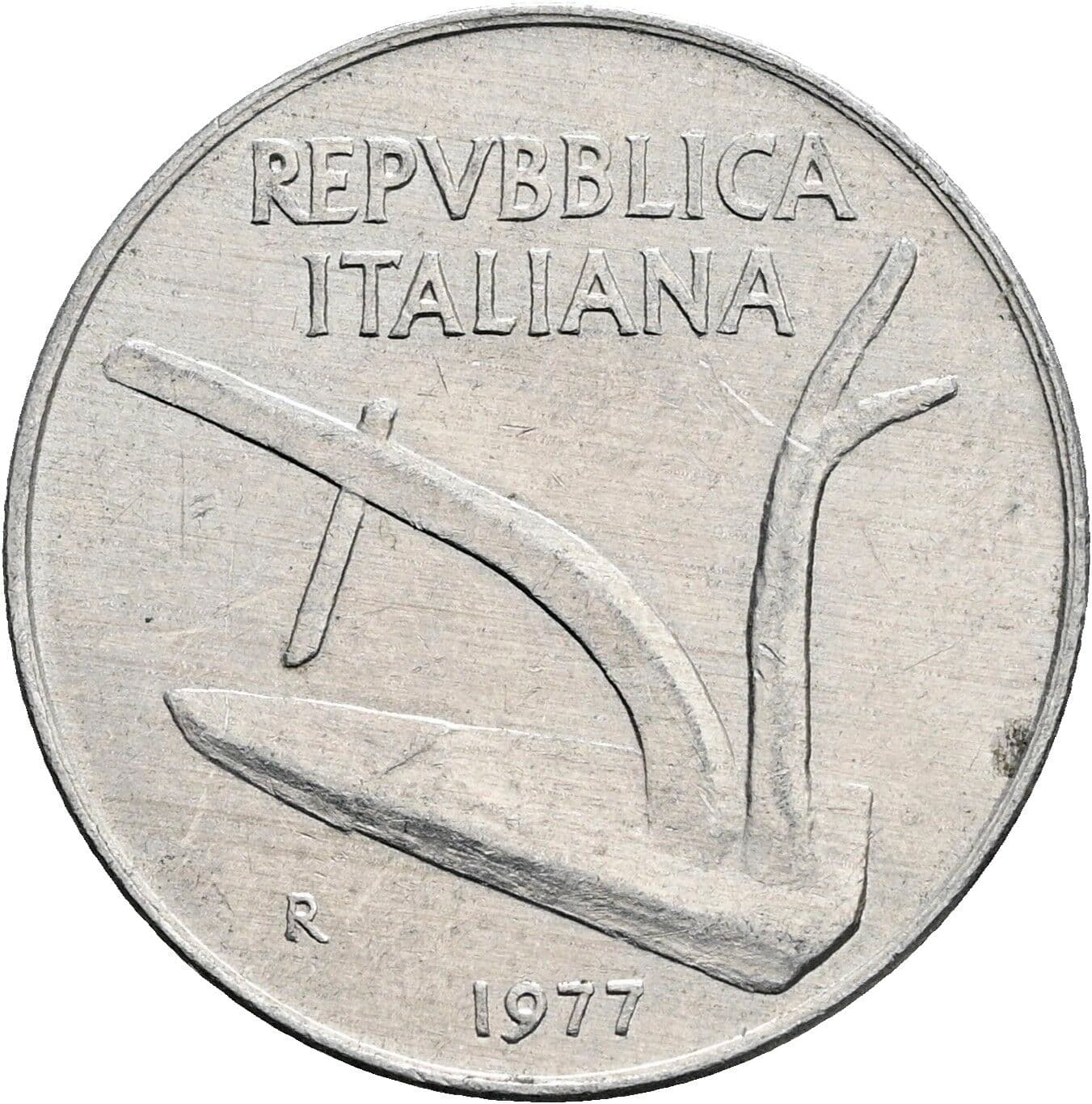 10 Lire 1977 – Rückseite