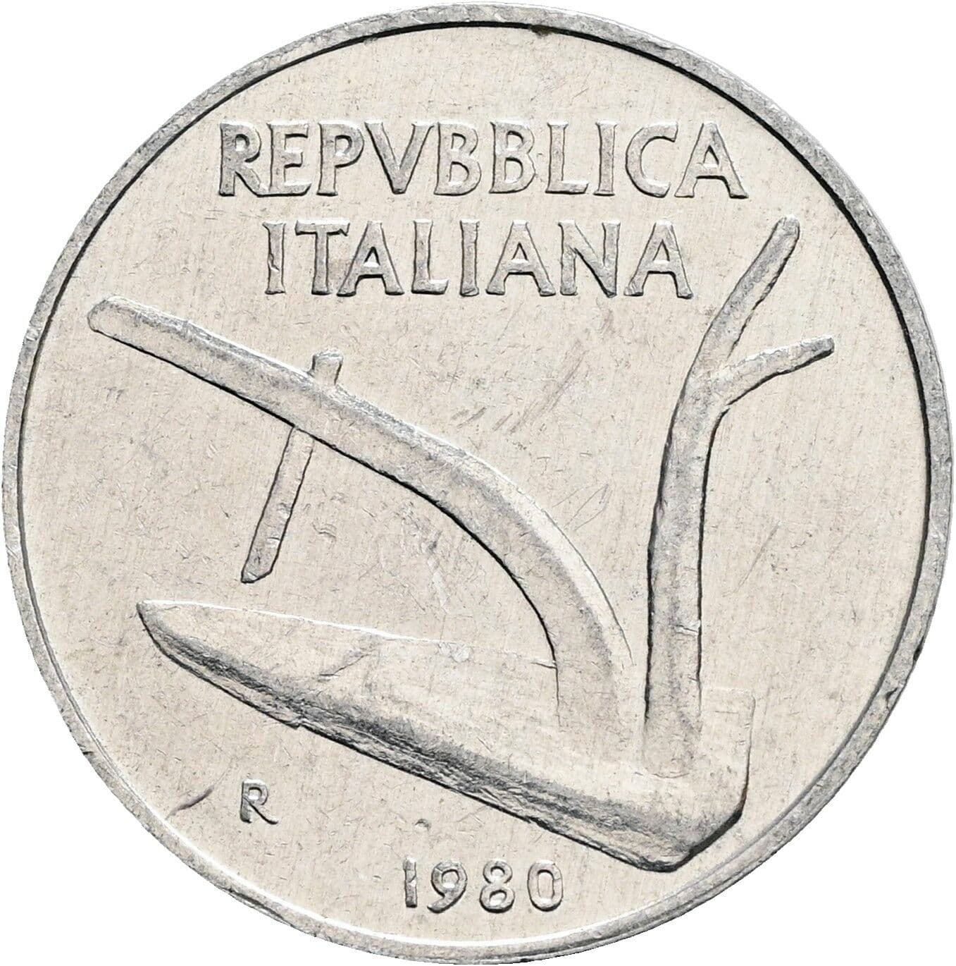 10 Lire 1980 – Rückseite