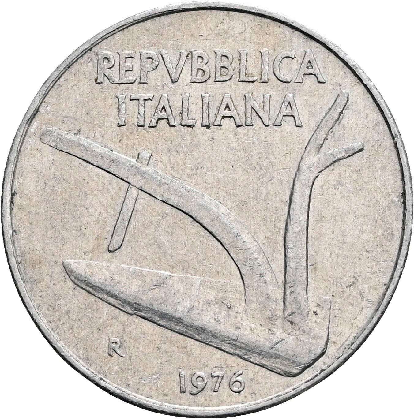 10 Lire 1976 – Rückseite