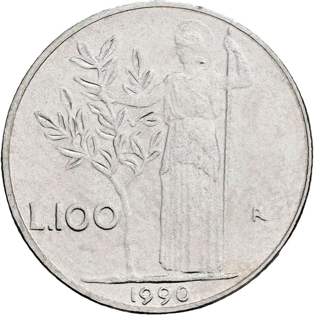 100 Lire 1990 – Rückseite