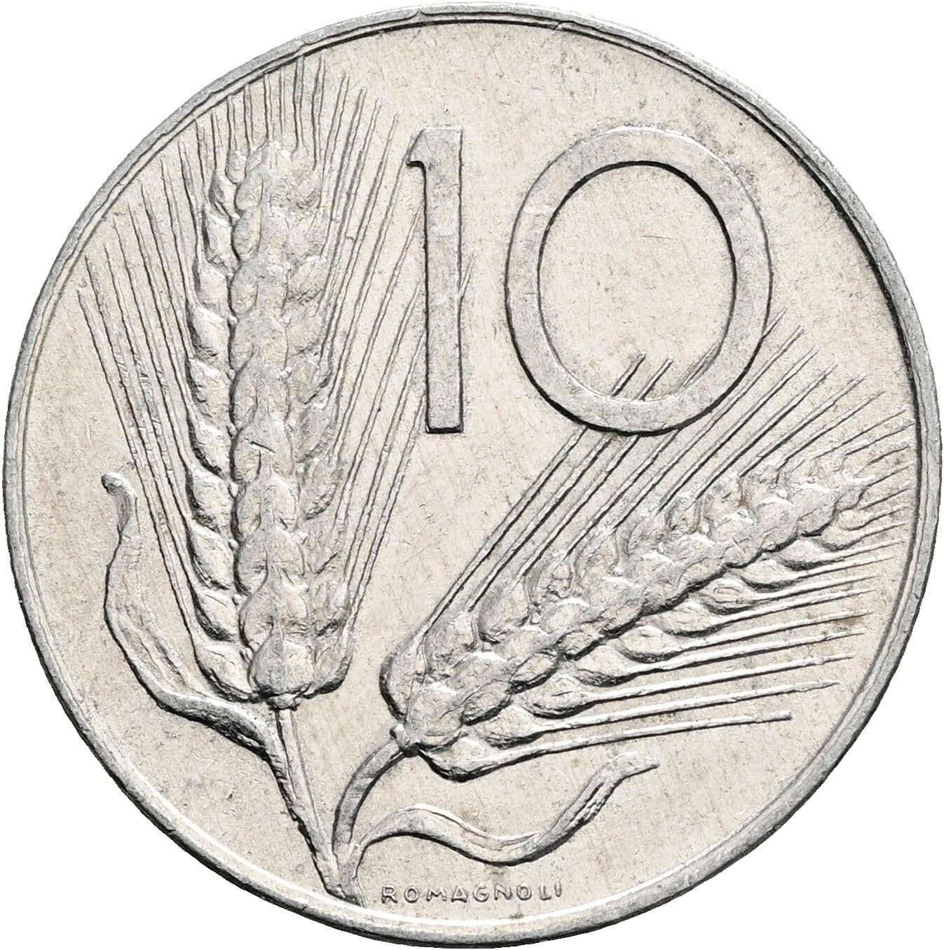 10 Lire 1975 – Rückseite