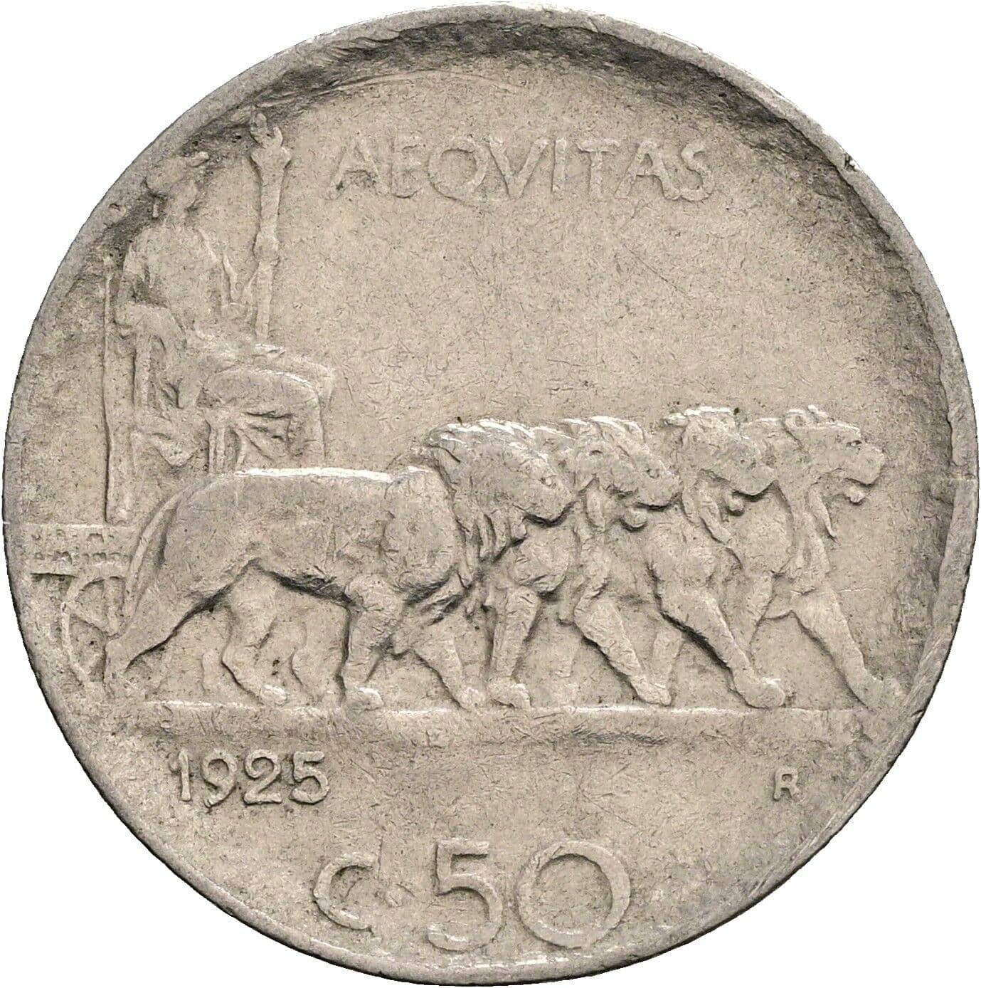 50 Centesimi Vittorio Emanuele III. 1900-1946 1925 – Rückseite