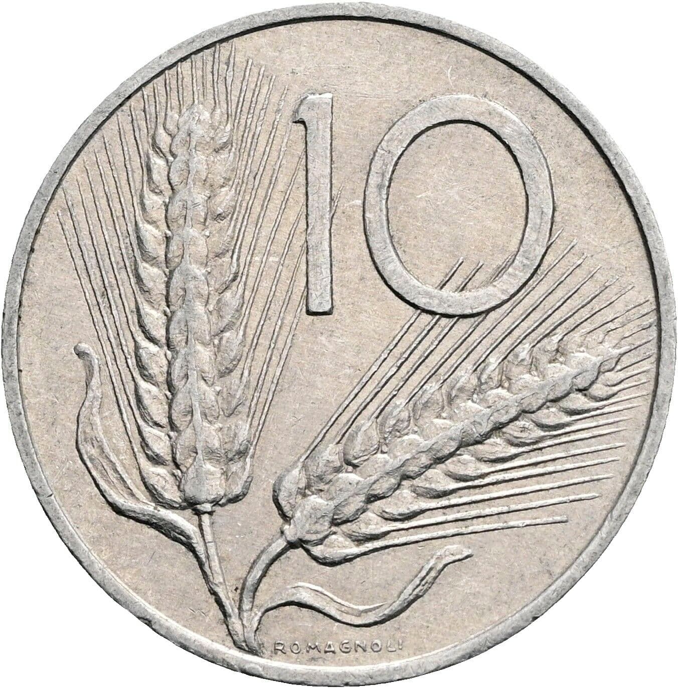 10 Lire 1973 – Rückseite