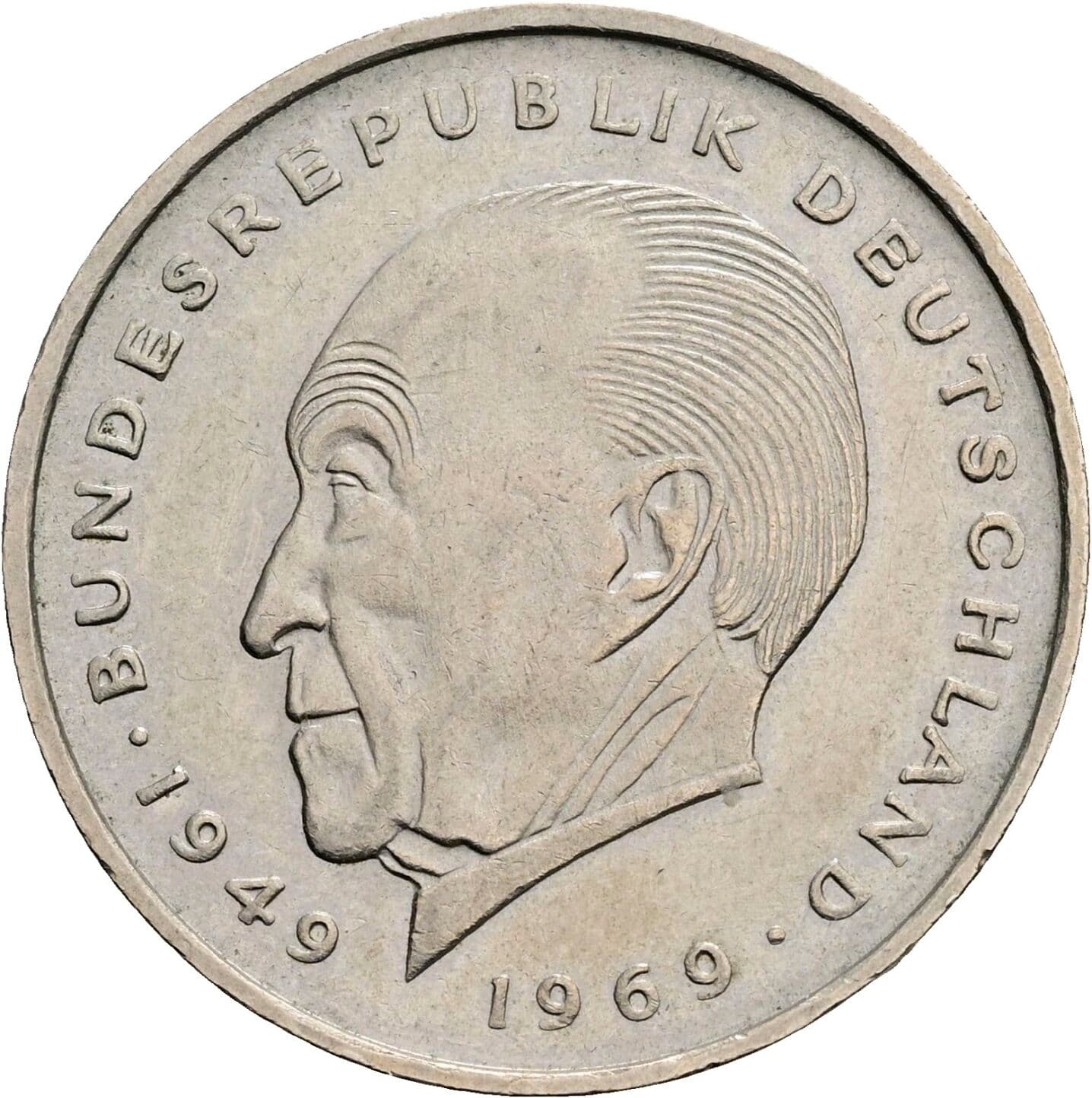 2 Deutsche Mark 1973 G – Vorderseite