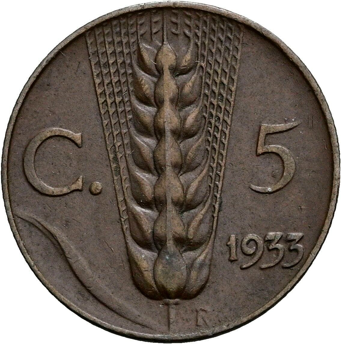 5 Centesimi Victor Emmanuel III. (1900-1946) 1933 – Rückseite