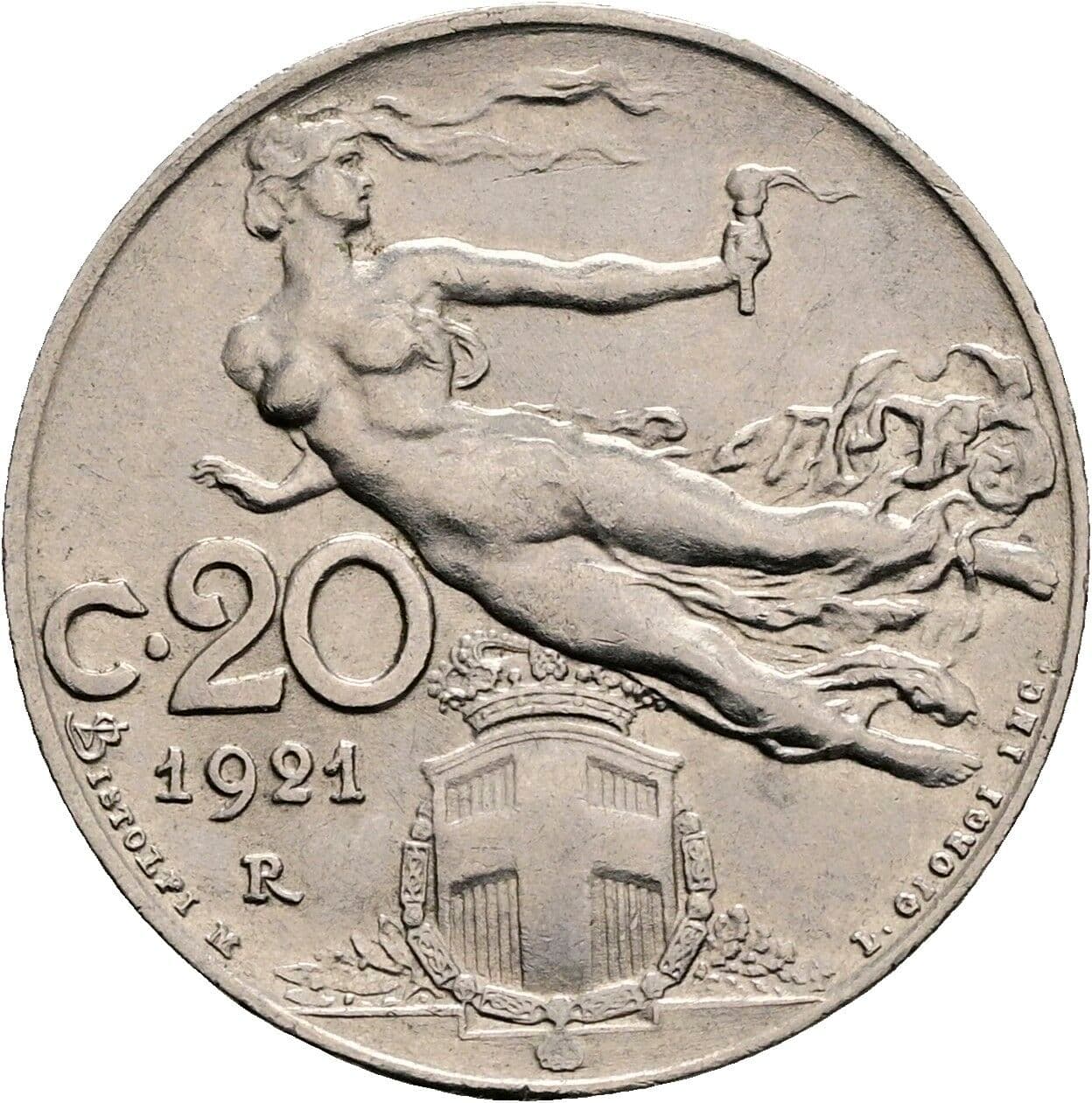 20 Centesimi Victor Emmanuel III. (1900-1946) 1921 – Rückseite